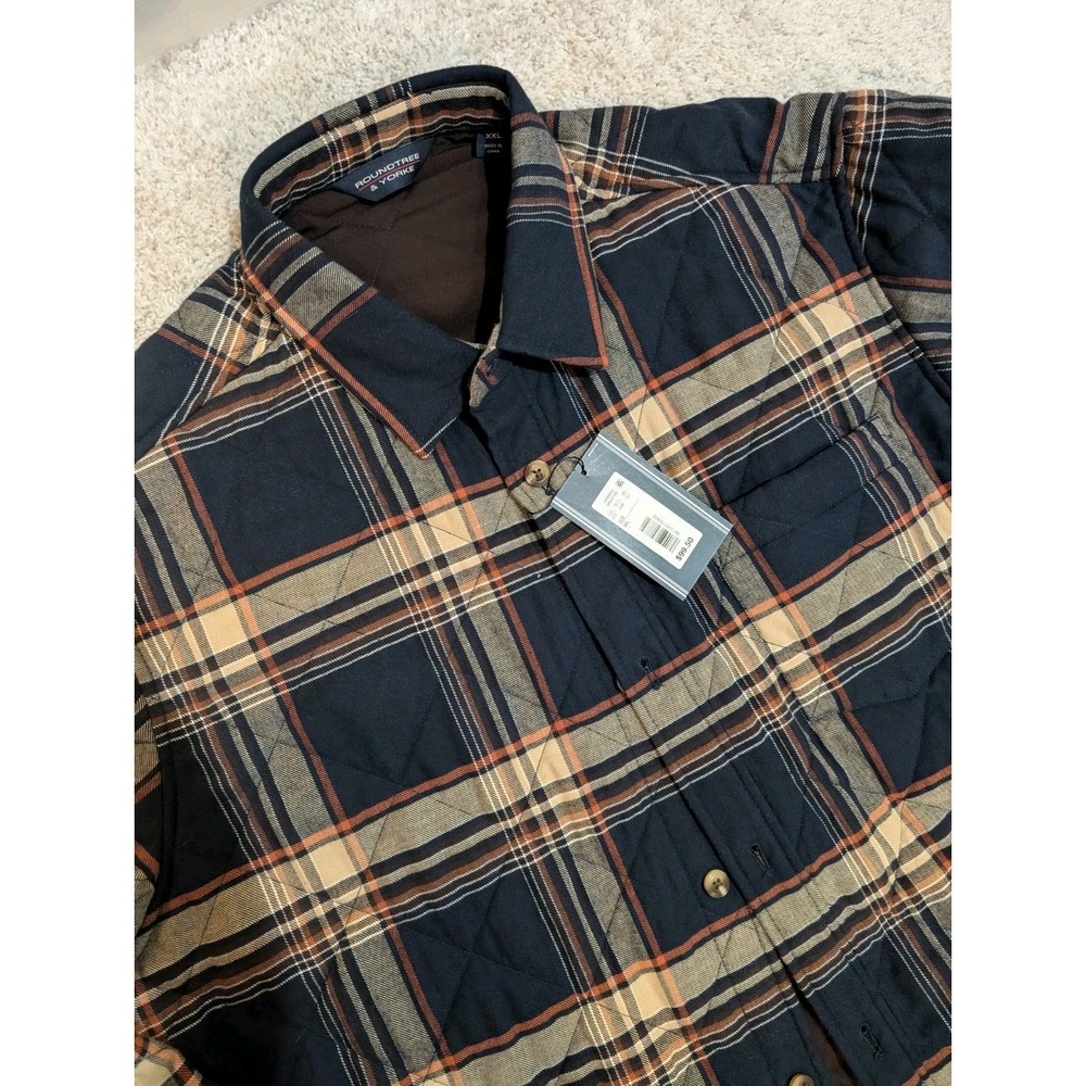 Men's Navy Chore Heavy Quilted Shirt Jacket Shacket XXL Workwear 2XL